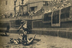 Colosseo, Roma. Combattimento tra gladiatori