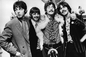 Da sinistra, i Fab Four: Paul McCartney, Ringo Starr, John Lennon, George Harrison