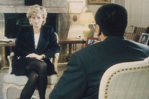 Una scena della famosa intervista rilasciata da Lady Diana alla BBC per il programma Panorama