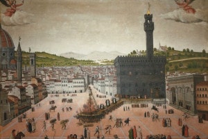 Esecuzione di Girolamo Savonarola in Piazza della Signoria, 1498. Collezione di San Marco, Firenze.