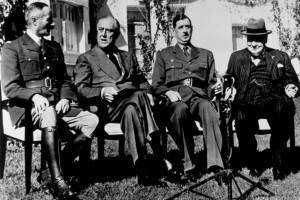 Conferenza di Casablanca, 1943: Henri Giraud, Franklin Delano Roosevelt, Charles de Gaulle e Winston Churchill
