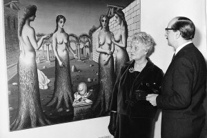Londra, Tate Gallery: Peggy Guggenheim e il direttore Norman Reid. Dicembre, 1964