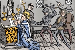Martirio di Thomas Becket, 1484. Arcivescovo di Canterbury