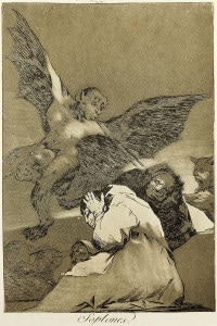 Spie di Francisco de Goya (1746-1828). Acquaforte e acquatinta numero 48 della serie Capricci