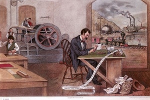 Età del progresso: stampa tipografica, telegrafo, ferrovia, macchina a vapore
