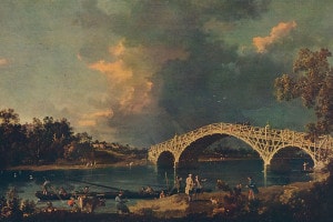 Il vecchio Walton Bridge sul Tamigi, 1754. Dipinto di Canaletto presso la Dulwich Picture Gallery di Londra