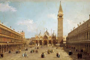Veduta di Piazza San Marco a Venezia. Dipinto di Canaletto, 1740 circa. 76x45 cm. Museo Jacquemart-André