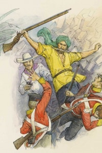 Disegno di Sandokan e la fuga dei pirati, dal ciclo dei pirati della Malesia di Emilio Salgari (1862-1911)