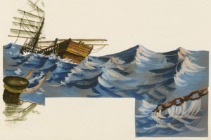 Disegno della Tempesta sui mari, dal ciclo dei pirati della Malesia di Emilio Salgàri