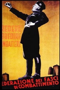 Manifesto di propaganda fascista raffigurante Mussolini, 1935