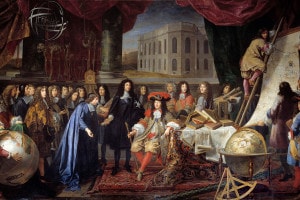 Colbert presenta i membri della Reale Accademia delle Scienze a Luigi XIV