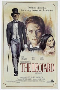 Il gattopardo, locandina del film di Luchino Visconti.  Da sinistra: Burt Lancaster, Alain Delon e Claudia Cardinale, 1963