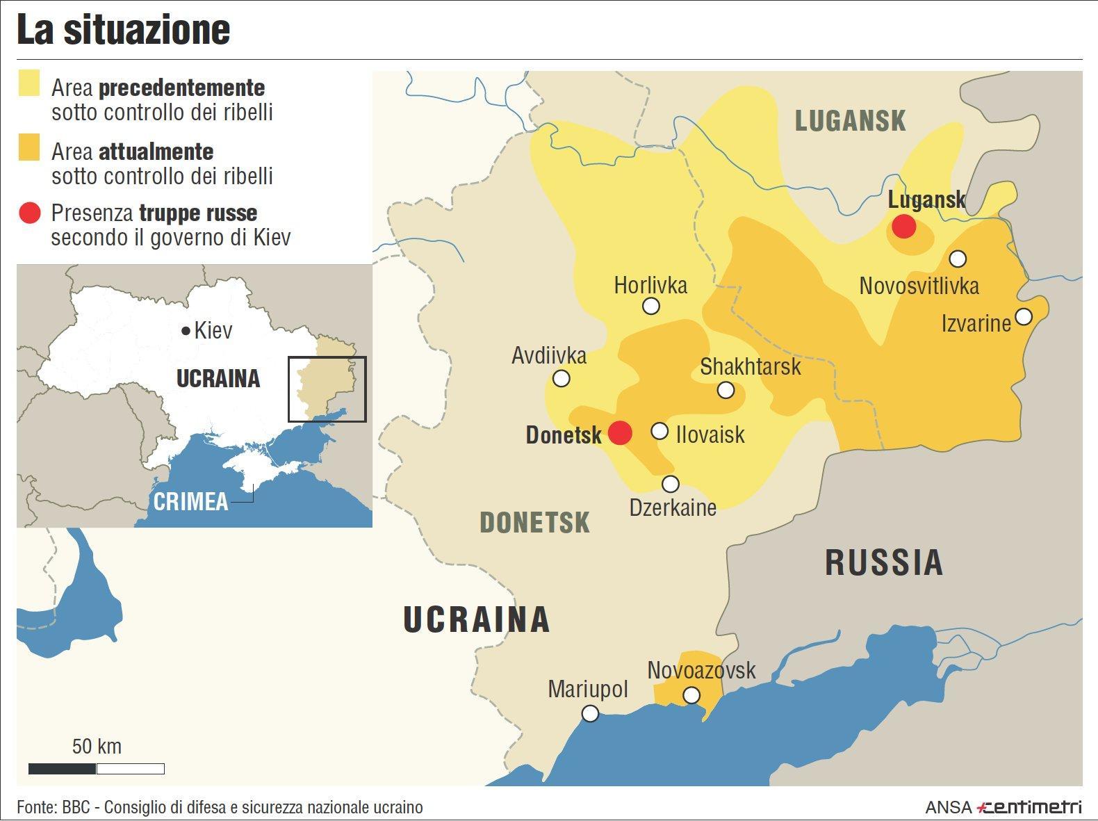 Cartina geografica dell'Ucraina e dei suoi confini