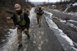 Soldati ucraini a Mariupol, a Febbraio 2022