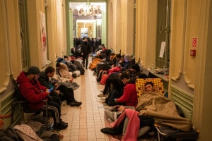 Rifugiati ucraini alla stazione di Przemysl  in Polonia