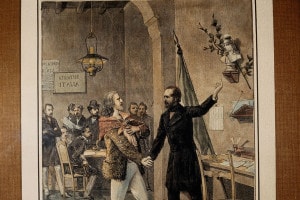 Primo incontro tra Garibaldi e Mazzini a Marsiglia nel 1833.
