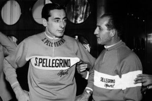 Fausto Coppi e Gino Bartali. Milano, il 13 novembre 1959