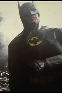 L'attore americano Michael Keaton sul set di Batman, diretto da Tim Burton
