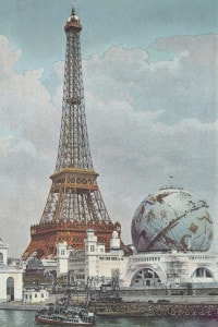 La torre Eiffel e il Globo celeste. Parigi, 1900