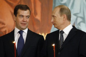 Dmitrij Medvedev e Vladimir Putin, 27 aprile 2008