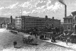 Saltaire, il modello di fabbrica tessile e la città vicino a Bradford, nello Yorkshire, Inghilterra, fondata nel 1851 dall'industriale Tito sale (1803-1876)