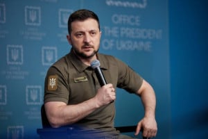 Il presidente ucraino Volodymyr Zelenskyy a Kiev per la "Giornata dei giornalisti", il 6 giugno 2022