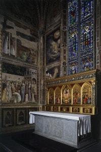 Cappella Baroncelli: polittico Baroncelli sopra l'altare di Giotto. Tempera e oro su tavola, Basilica di Santa Croce a Firenze