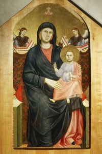 Madonna di San Giorgio alla Costa di Giotto,  conservata nel Museo diocesano a Firenze. Tempera e oro su tavola, 180x90 cm.