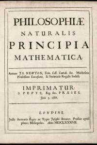 Philosophiae Naturalis Principia Mathematica di Newton. Frontespizio della prima edizione: 5 luglio 1687