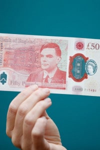 La banconota da 50 sterline che la Banca d'Inghilterra ha dedicato al matematico Alan Turing