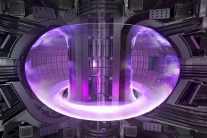 Primo piano di un reattore di potenza a fusione tokamak