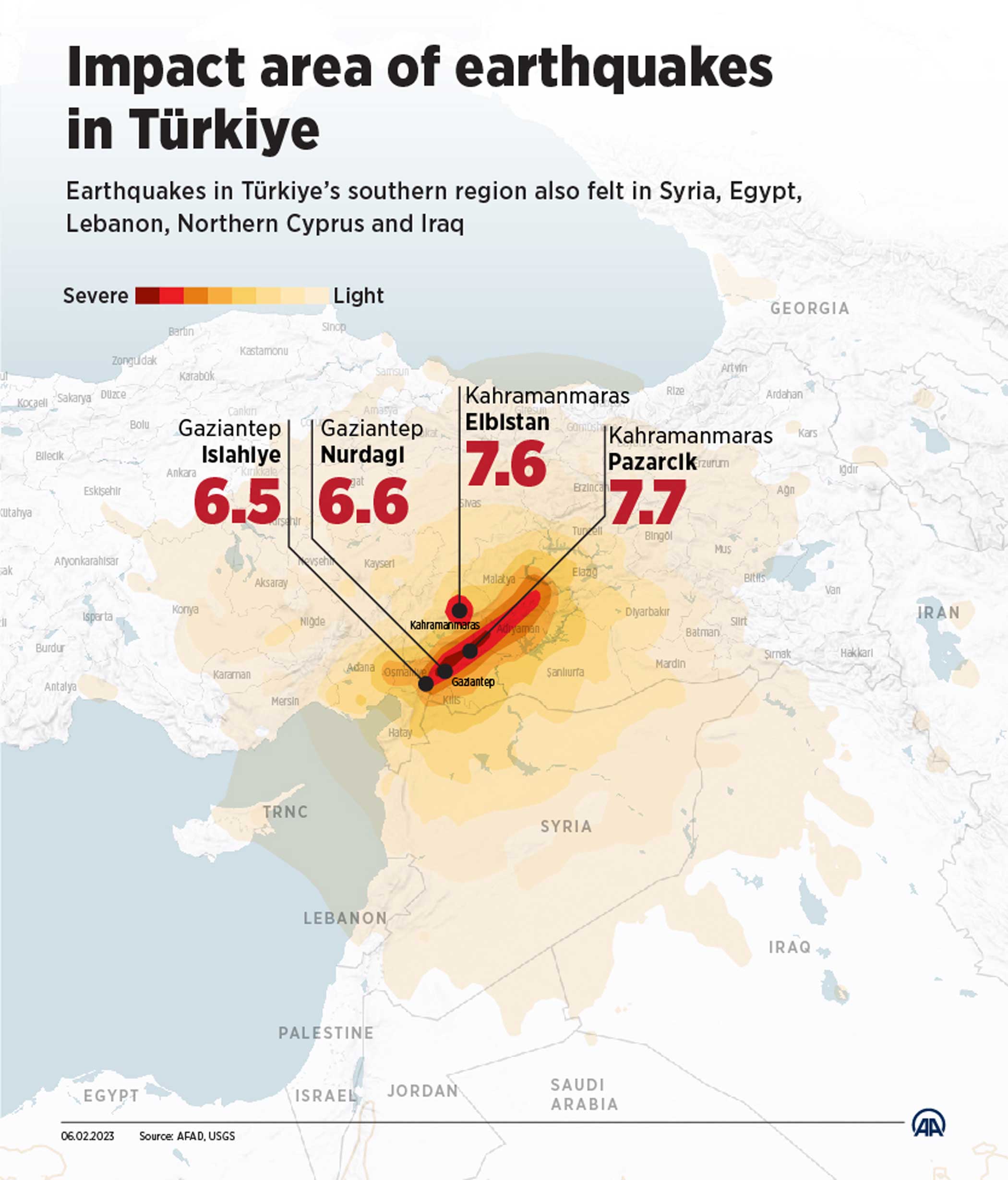 L'epicentro del sisma in Turchia