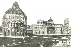 Piazza dei Miracoli in una foto del 1895