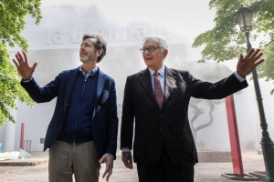 Il curatore americano della 58a Esposizione Internazionale d'Arte della Biennale di Venezia Ralph Rugoff (a sinistra) e il Presidente della Biennale di Venezia Paolo Baratta. 7 maggio 2019