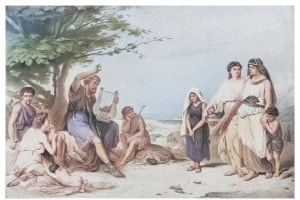 Omero, mentre canta l'Iliade