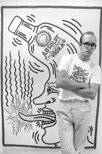 Keith Haring alla sua mostra del New Arts Program, a Kutztown