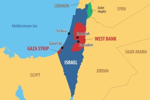 Mappa del conflitto israelo-palestinese