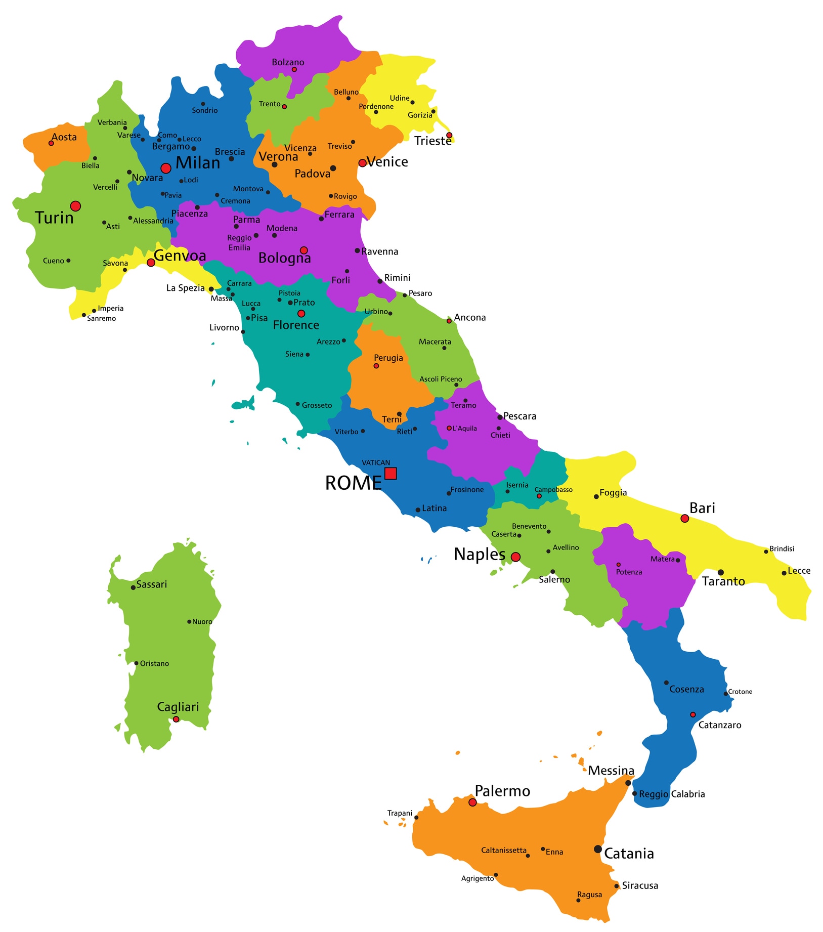 Cartina fisica e politica dell'Italia: differenze e descrizione