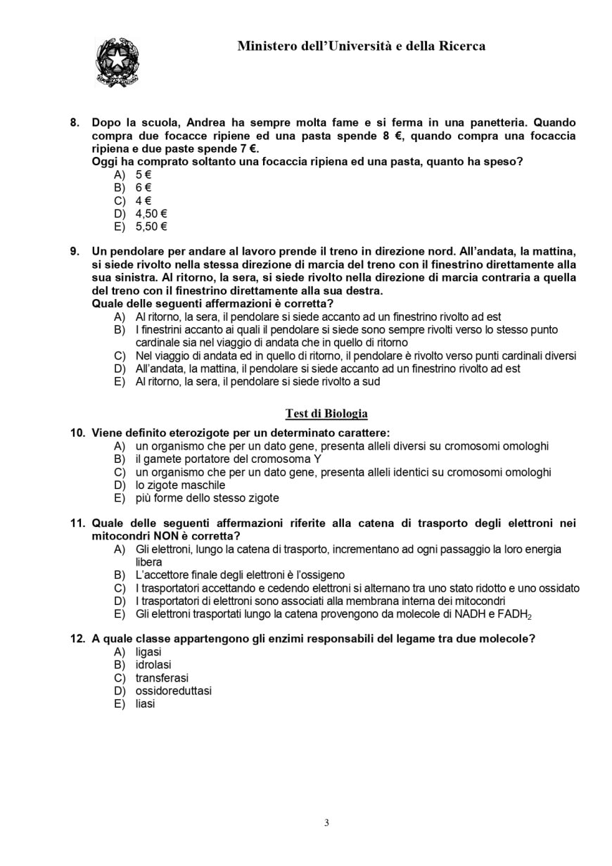 Soluzioni test medicina 2024 prova di maggio Domande e soluzioni test medicina 2024